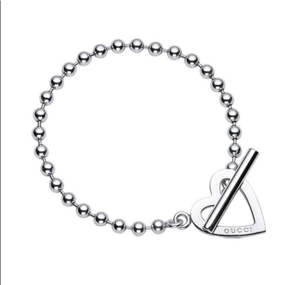 Gucci Sterling Silver Toggle Heart Bracelet
